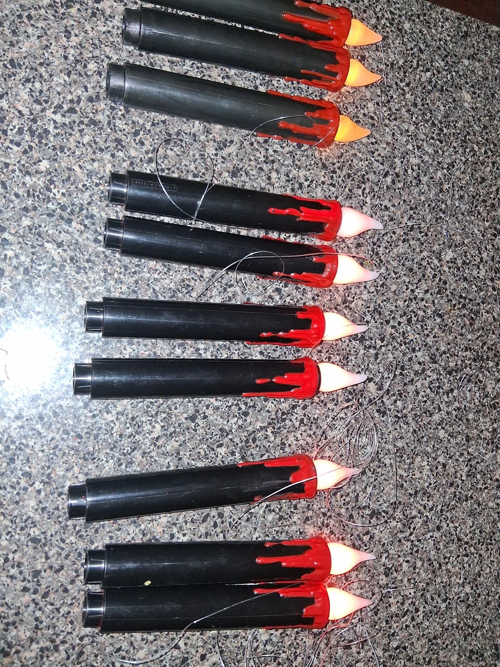 String of Black LED Candle Lights with Warm Amber Flames